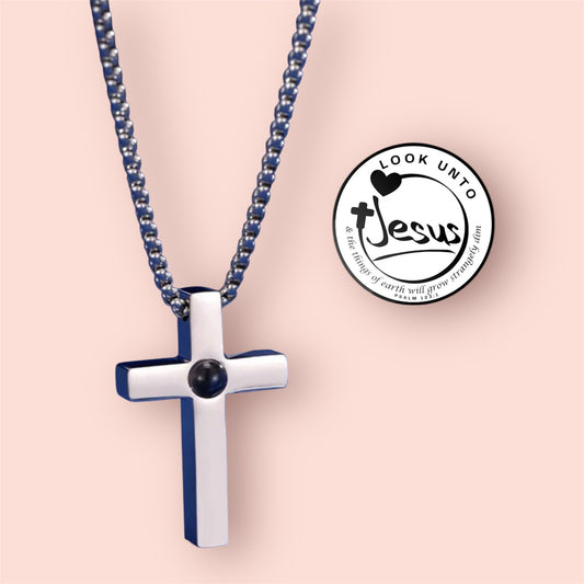 Look Unto Jesus Cross Projection Necklace